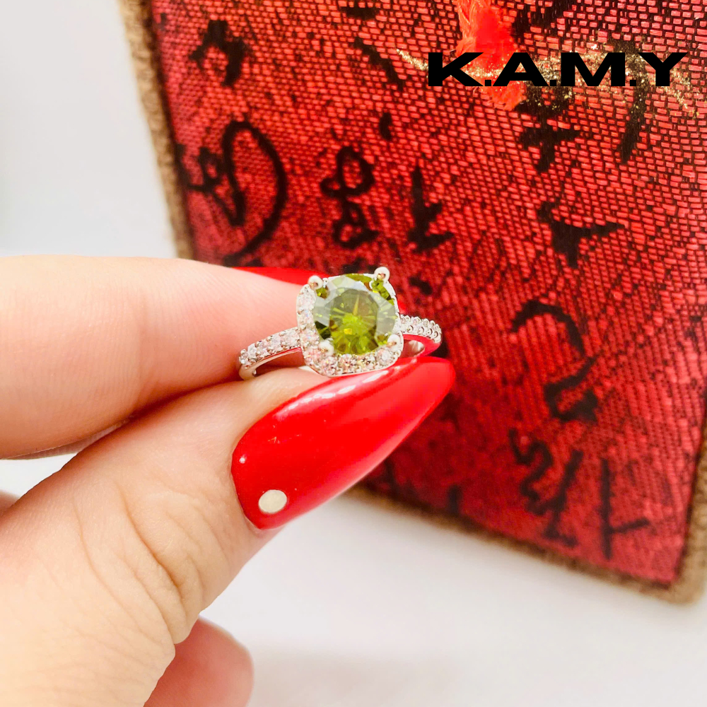 Nhẫn Nữ Đính Đá Xanh Lục Peridot  Sang Trọng Phù Hợp Đi Tiệc Quà Tặng Người Yêu, Học Sinh, Sinh Viên