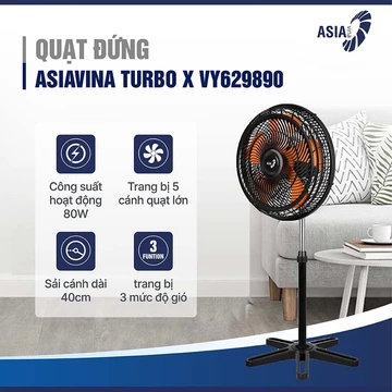 Quạt đứng ASIAVINA Turbo X Chân đế thiết kế thông minh chuẩn châu Âu Thiết kế lồng lốc xoáy độc đáo(HH)