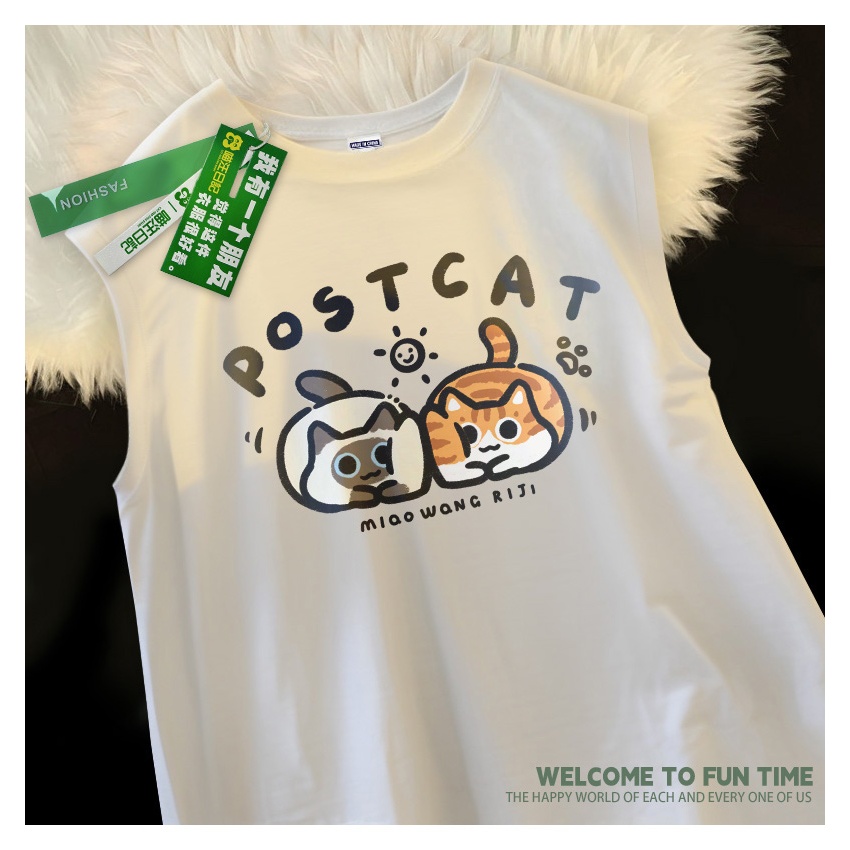 Áo 3 Lỗ Nam HappyFamily Mát Mẻ Trẻ Trung Thoải Mái Họa Tiết  POST CAT  Chất Cotton 100 Cao Cấp