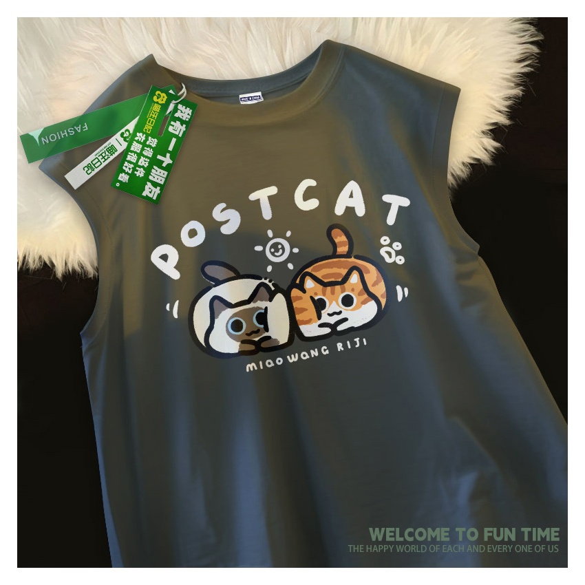 Áo 3 Lỗ Nam HappyFamily Mát Mẻ Trẻ Trung Thoải Mái Họa Tiết  POST CAT  Chất Cotton 100 Cao Cấp