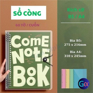 Sổ còng kẹp sắt cổ điển hoạ tiết chữ Come Note Book + Ruột Giấy BONZAI