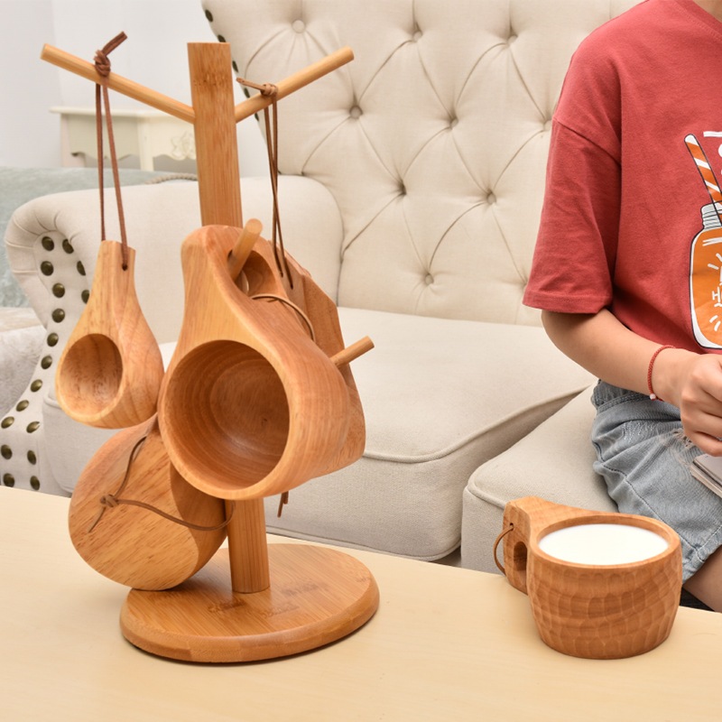 Gía Đỡ Cốc Bằng Gỗ Có Đế Chống Trơn Trượt Thiết Kế Sang Trọng Bằng Gỗ Cao Su Và Gỗ Tre