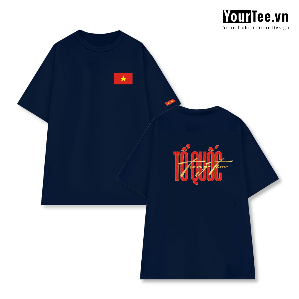 [ÁO TỔ QUỐC] Áo Thun Unisex In Chữ Tự Hào Tổ Quốc Chất Cotton 100% 250 gsm + Có Hộp Quà
