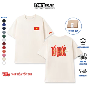 Áo Thun Unisex In Chữ Tự Hào Tổ Quốc Chất Cotton 100% 250 gsm + Có Hộp Quà