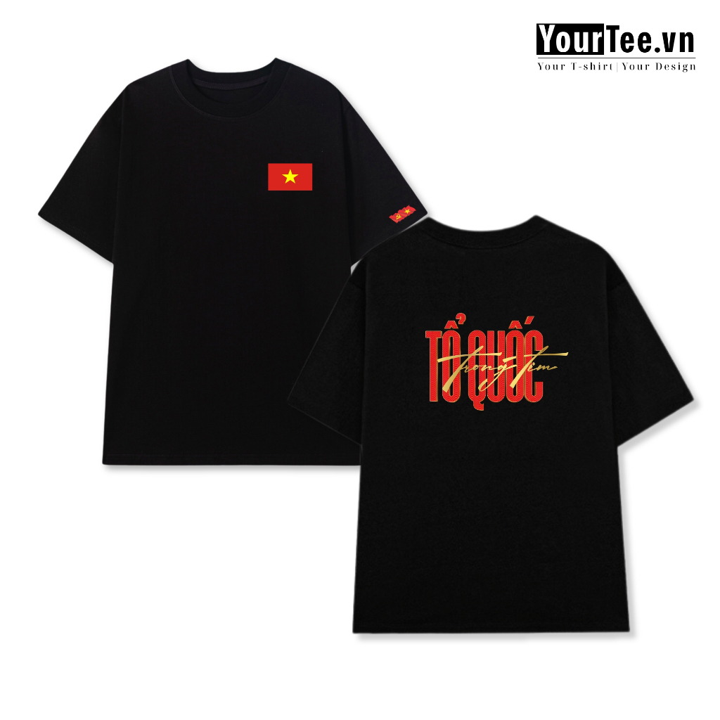 [ÁO TỔ QUỐC] Áo Thun Unisex In Chữ Tự Hào Tổ Quốc Chất Cotton 100% 250 gsm + Có Hộp Quà