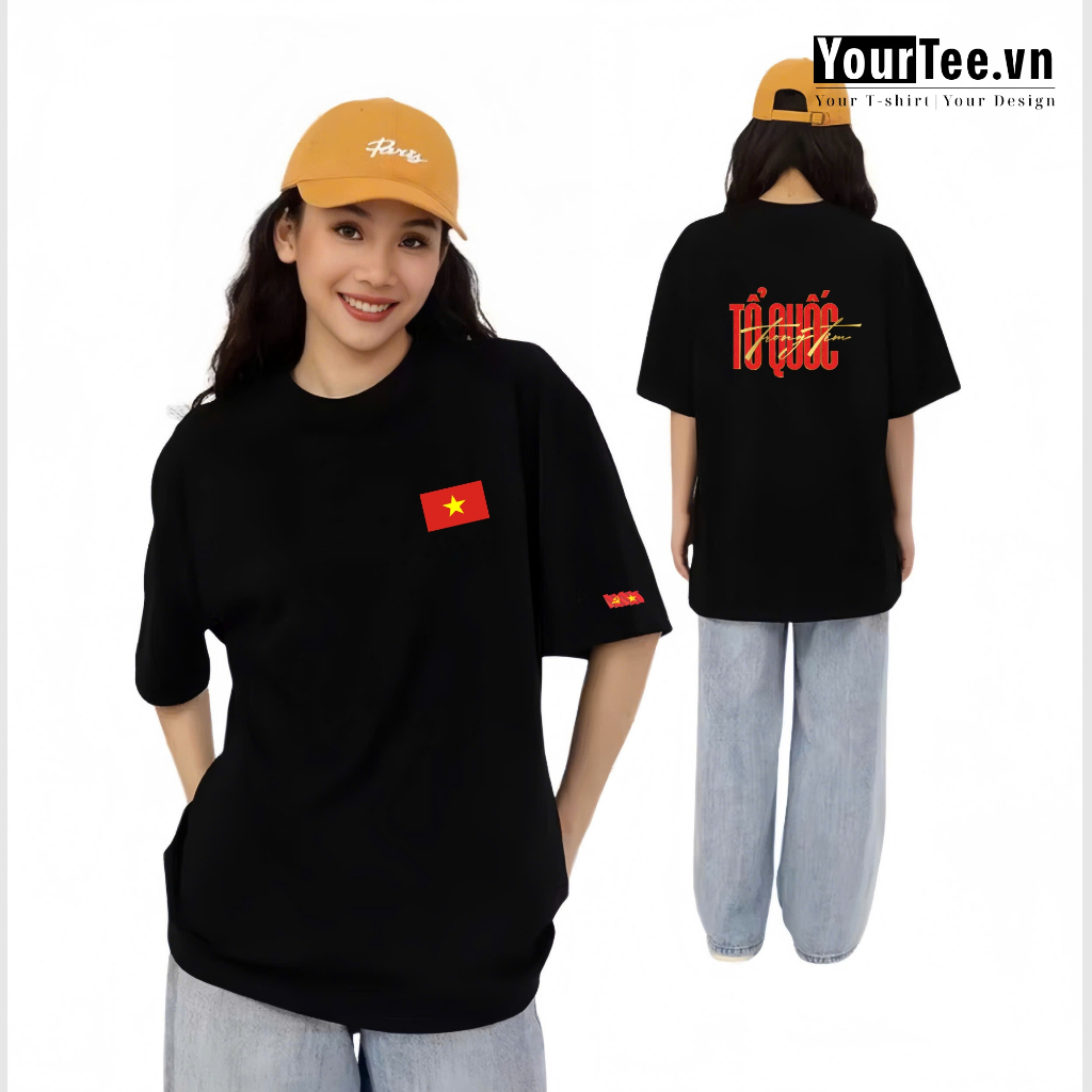 [ÁO TỔ QUỐC] Áo Thun Unisex In Chữ Tự Hào Tổ Quốc Chất Cotton 100% 250 gsm + Có Hộp Quà