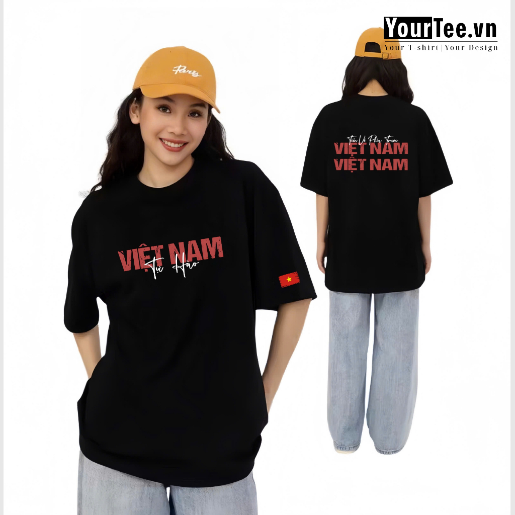 [ÁO TỰ HÀO VIỆT NAM] Áo Thun Unisex In Chữ Việt Nam Form Basic, Chất Cotton 100% 250 gsm + Có Hộp Quà