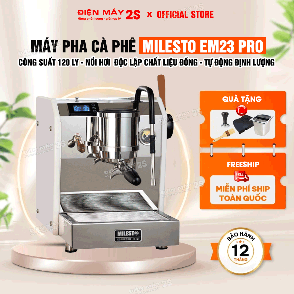 [HCM-Hàng sẵn] Máy Pha Cà Phê Milesto EM23 Pro - Tự Động Định Lượng ...