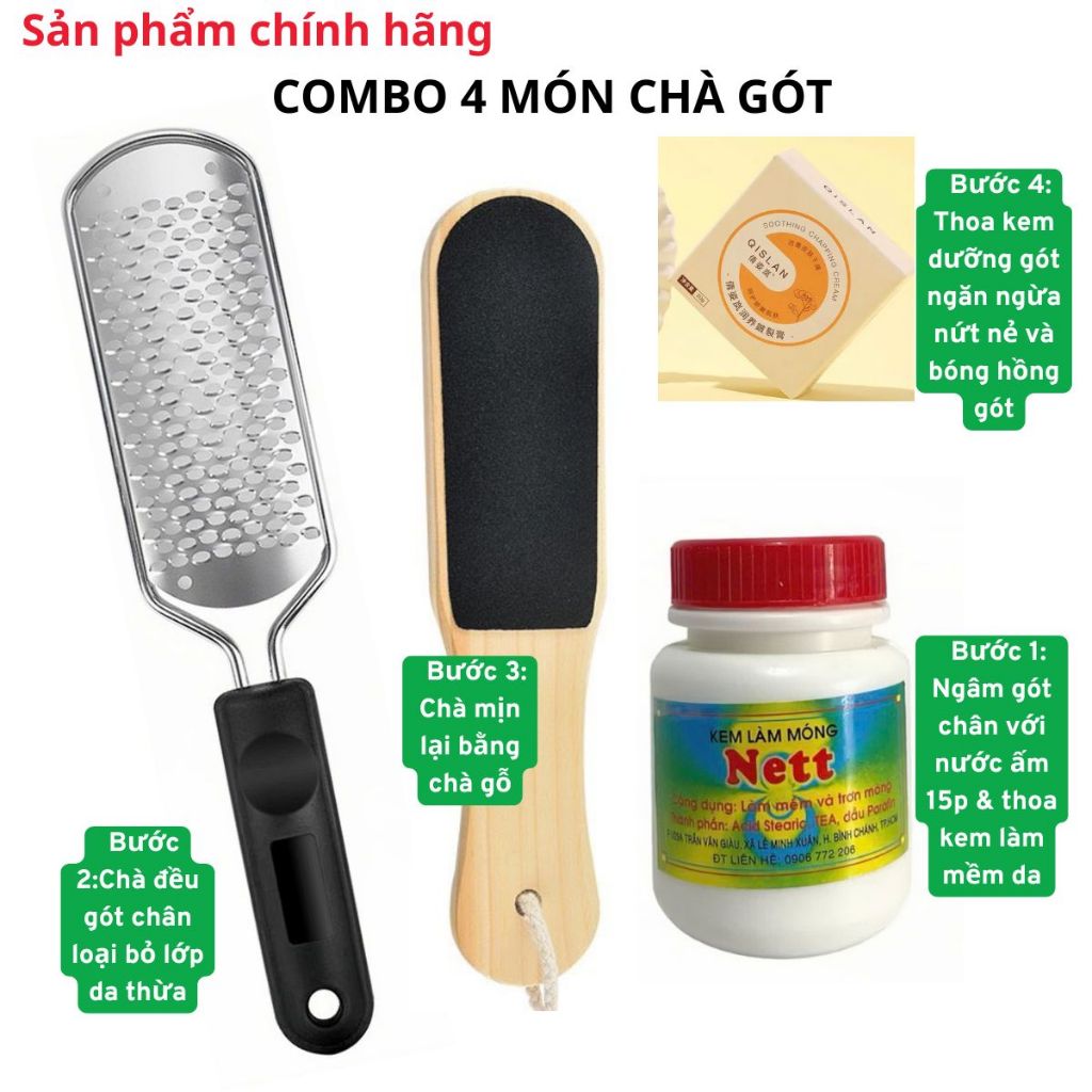 [GIÁ TỐT] Combo 4 Món Chà Gót Chân Thay Lưỡi Inox Dành Cho Chị Em Làm Tại Nhà