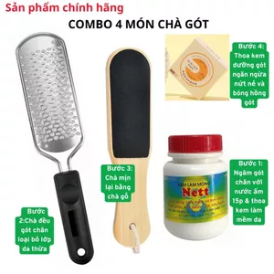 Combo 4 Món Chà Gót Chân Thay Lưỡi Inox Dành Cho Chị Em Làm Tại Nhà