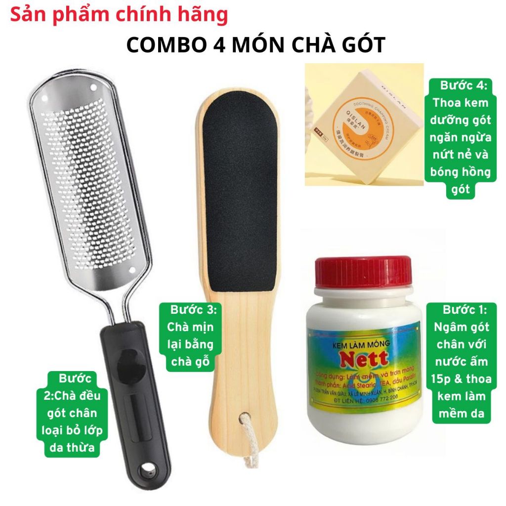 [GIÁ TỐT] Combo 4 Món Chà Gót Chân Thay Lưỡi Inox Dành Cho Chị Em Làm Tại Nhà