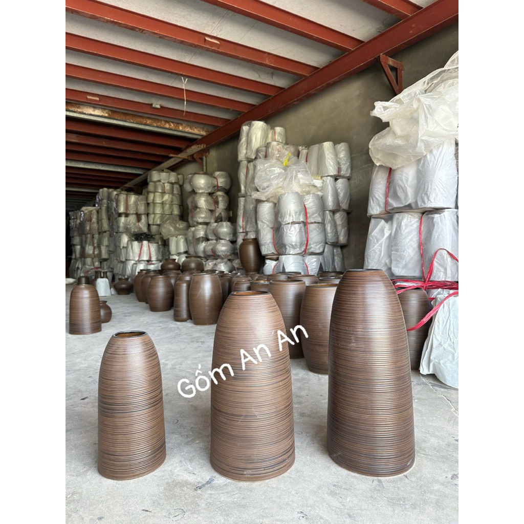 Lọ Hoa Chuông Dáng Thon Men Mộc Chuẩn Vân Ganh Bát Tràng Cao Cấp