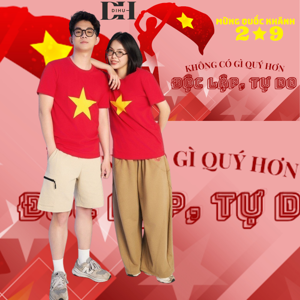 Áo thun VIỆT NAM nam nữ dihu cờ đỏ sao vàng, áo phông tổ quốc đại lễ ...