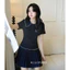 Váy nữ thiết kế cổ bẻ đính khuy phối viền cao cấp , Đầm nữ cộc tay dáng ngắn xoè dập ly chiết eo tôn dáng • MIU.STUDIO