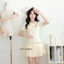 Váy nữ thiết kế cổ bẻ đính khuy phối viền cao cấp , Đầm nữ cộc tay dáng ngắn xoè dập ly chiết eo tôn dáng • MIU.STUDIO