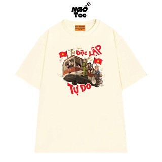 Áo Thun Unisex Chuyến Xe Độc Lập Tự Do Tự Hào Việt Nam Vải Cotton 75 Thoáng Mát Mềm Mịn NGỐ TEE