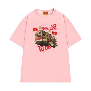 Áo Thun Unisex Chuyến Xe Độc Lập Tự Do Tự Hào Việt Nam Vải Cotton 75 Thoáng Mát Mềm Mịn NGỐ TEE
