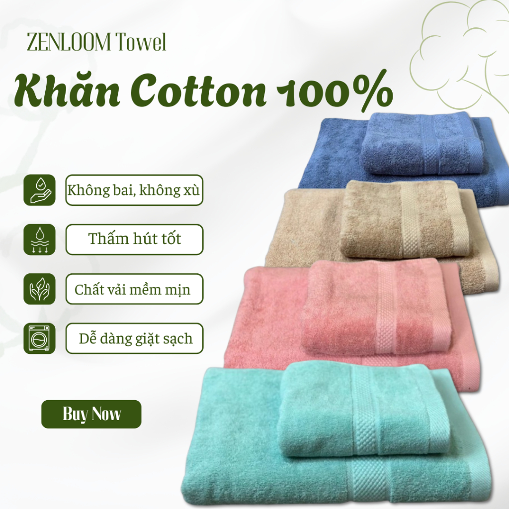 Khăn Lau Mặt , Khăn Gội Đầu, Khăn Tắm  100% Cotton mềm mịn , thấm hút , không ra màu