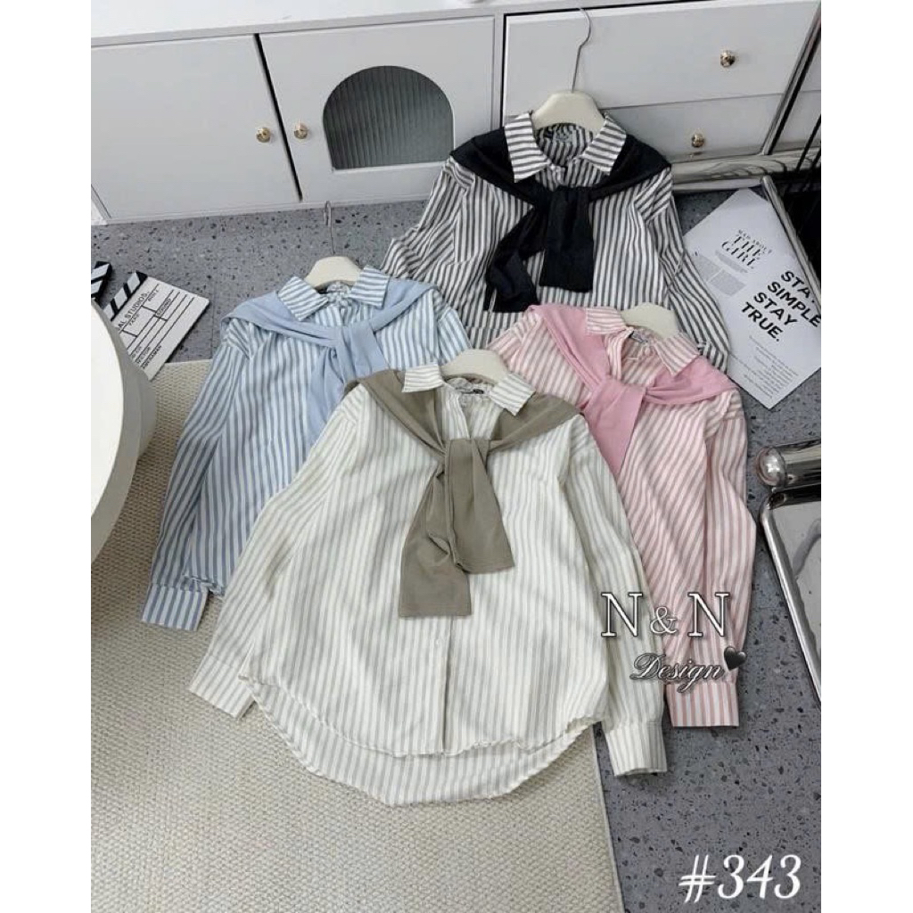 Áo sơ mi nữ kẻ sọc kèm vạt rời dáng rộng hottrend By.Thanhhuyenclothings