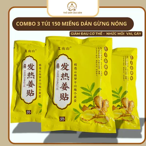 Combo 3 túi 150 miếng dán gừng nóng giá rẻ giảm đau nhức mỏi cơ thể,vai gáy, lưu thông khí huyết