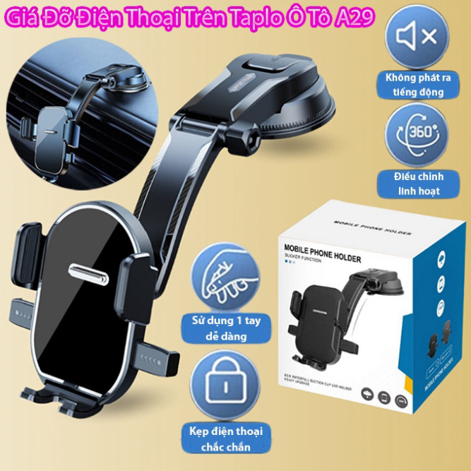 Giá Đỡ Điện Thoại Trên Ô Tô Dán Taplo A29, Không Che Tầm Nhìn, Xoay 360 Độ, Giá Treo Điện Thoại Ô Tô BB-425