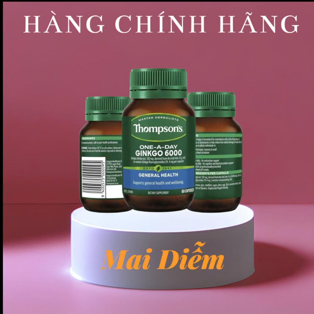 [TEM CHEMIST] Viên bổ não Ginkgo 6000mg Thompson’s của Úc 60 viên ( Ginkgo 6K Thompson )
