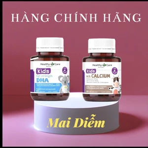 Bộ đôi sản phẩm DHA và canxi dành cho bé 4m+ chính hãng Healthy Care lọ 60 viên