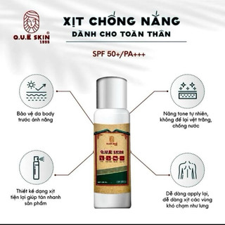 XỊT CHỐNG NẮNG HOT body Quê Skin spf55+ (250ml) hỗ trợ nâng tone dưỡng body