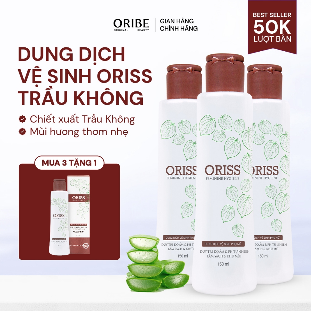 Combo 3 Dung Dịch Vệ Sinh Phụ Nữ Oriss Trầu Không Dịu Nhẹ Hỗ Trợ Khử Mùi - Hình ảnh thực tế