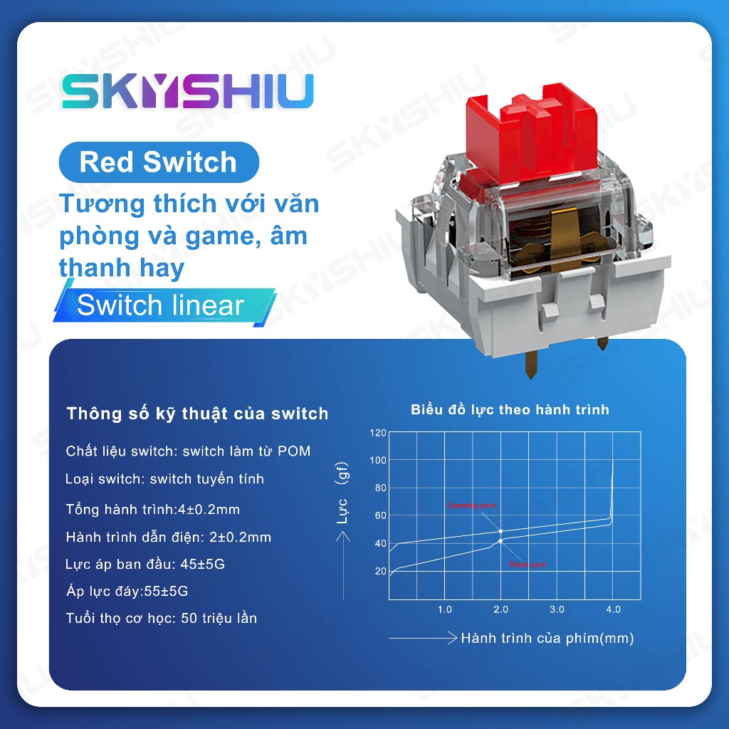 SKYSHIU DRINKEY Switch Red Brown Blue Black 3 PIN Linear Tactile Clicky công tắc bàn phím | BigBuy360 - bigbuy360.vn