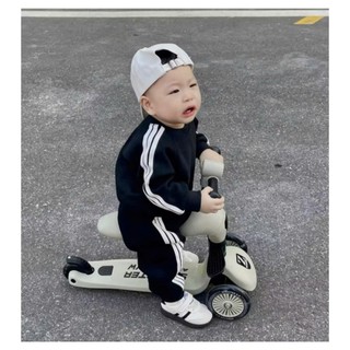BỘ NỈ DA CÁ DÀI TAY ĐEN XÁM TÍM HỒNG CHO BÉ TRAI VÀ GÁI