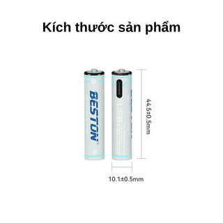 Combo 4 Pin Sạc AAA 1.5V Li-ion Beston 3AC-18 600mWh / 400mAh (P2-01C-AAA), Sạc cổng TypeC trên Pin (Trắng) - Nhất Tín