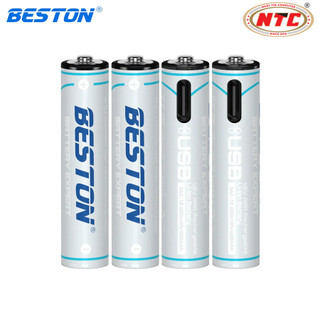Combo 4 Pin Sạc AAA 1.5V Li-ion Beston 3AC-18 600mWh / 400mAh (P2-01C-AAA), Sạc cổng TypeC trên Pin (Trắng) - Nhất Tín