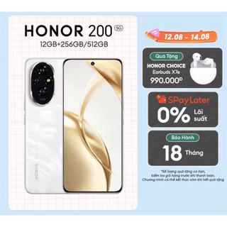 Điện Thoại HONOR 200 5G 12GB + 256/512GB | Bộ 3 AI Camera 50MP, Sạc Nhanh 100W | Snapdragon 7 Gen 3 | BH 18 Tháng