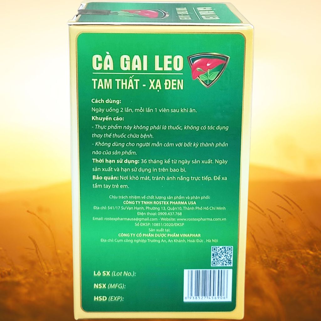 Combo 5 Hộp Cà Gai Leo Tam Thất - Xạ Đen Chai - Rostex - Vinaphar - Vitamin Thanh Lọc