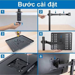 Giá đỡ màn hình đôi 17-34 inch 2-9 kg Xoay 360° linh hoạt Di động công sở