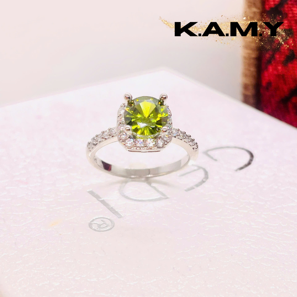 Nhẫn Nữ Đính Đá Xanh Lục Peridot  Sang Trọng Phù Hợp Đi Tiệc Quà Tặng Người Yêu, Học Sinh, Sinh Viên