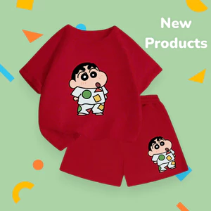 Bộ Quần Áo Cộc Tay Bé Trai Bé Gái – Hình Shin Mặc Bộ Quần Áo 〇☐∆, Vải Thun Cotton Mềm Mịn (M 254)