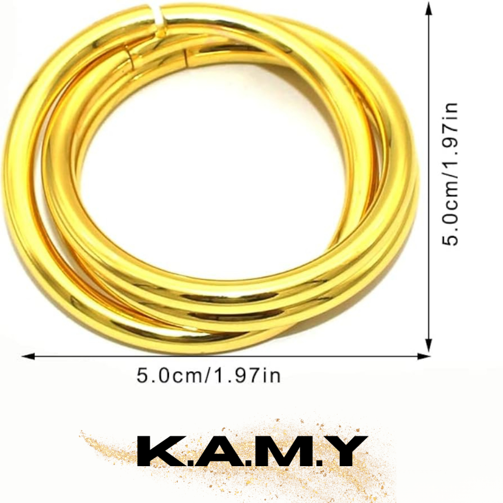 Bộ 2 chiếc vòng tay bọng trơn khóa cài tinh tế mạ vàng 18k cao cấp - Trang sức kamy