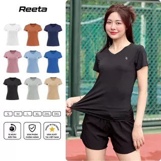 Áo thun thể thao nữ cổ tim REETA tập gym,chạy bộ,cầu lông,yoga...chất vải siêu thoáng mát- A3006