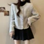 Áo Dạ Tweed mẫu mới màu trắng tiêu kèm túi thu đông cho nữ hàng QCCC-TD146