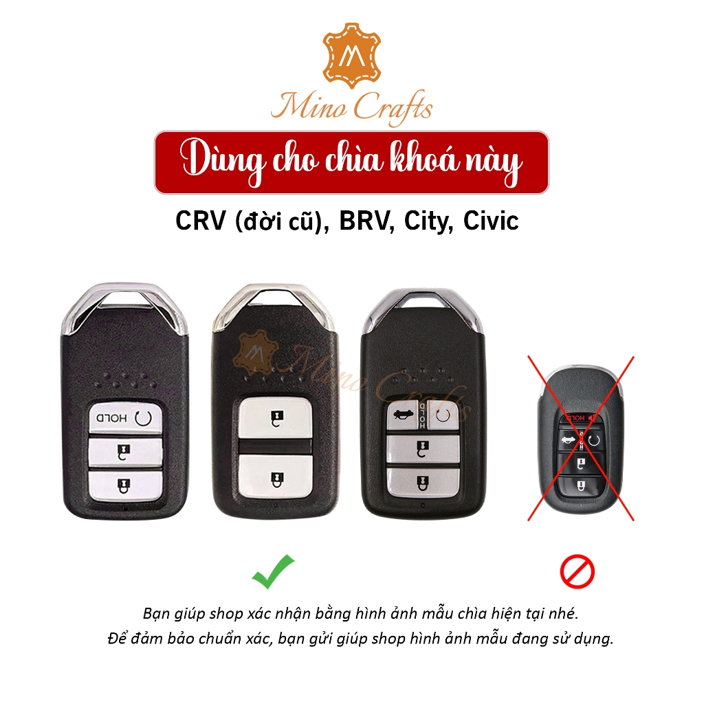 Mino Crafts - Bao da chìa khóa Honda  CR-V HR-V BR-V , Chế tác thủ công, Da bò thật