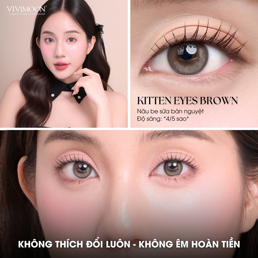 VIVIMOON lens cận 1 ngày màu nâu sáng Kitten Eyes Brown (Giá 1 chiếc - 1 bên mắt) | BigBuy360 - bigbuy360.vn