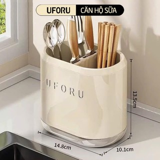 Ống Đựng Đũa Muỗng Treo Tường UFORU Chia 2 Ngăn Tiện Lợi Chất Liệu Nhựa Cứng Cáp - UFM748