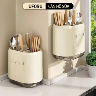 Ống Đựng Đũa Muỗng Treo Tường UFORU Chia 2 Ngăn Tiện Lợi Chất Liệu Nhựa Cứng Cáp - UFM748