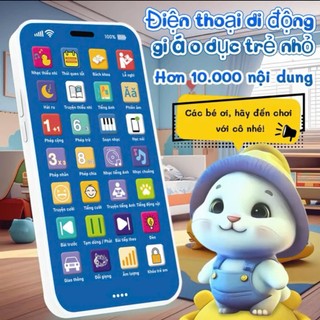 Đồ chơi điện thoại iPHONE thông minh tiếng việt có đèn nhạc tặng kèm sạc cho bé mô hình giáo dục