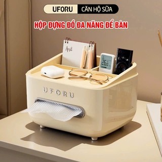 Hộp Đựng Đồ Đa Năng Để Bàn UFORU Để Điều Khiển, Bút Viết, Sổ Tay, Chìa Khóa...Có Gắn Phụ Kiện Trang Trí - UFM755