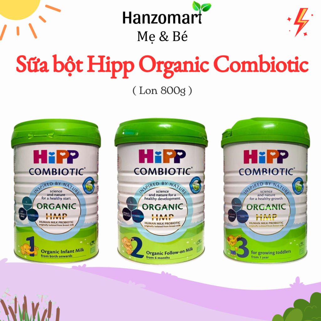Sữa bột công thức HiPP Organic Combiotic 800g bổ sung DHA trực tiếp dành cho trẻ nhỏ - hanzomart