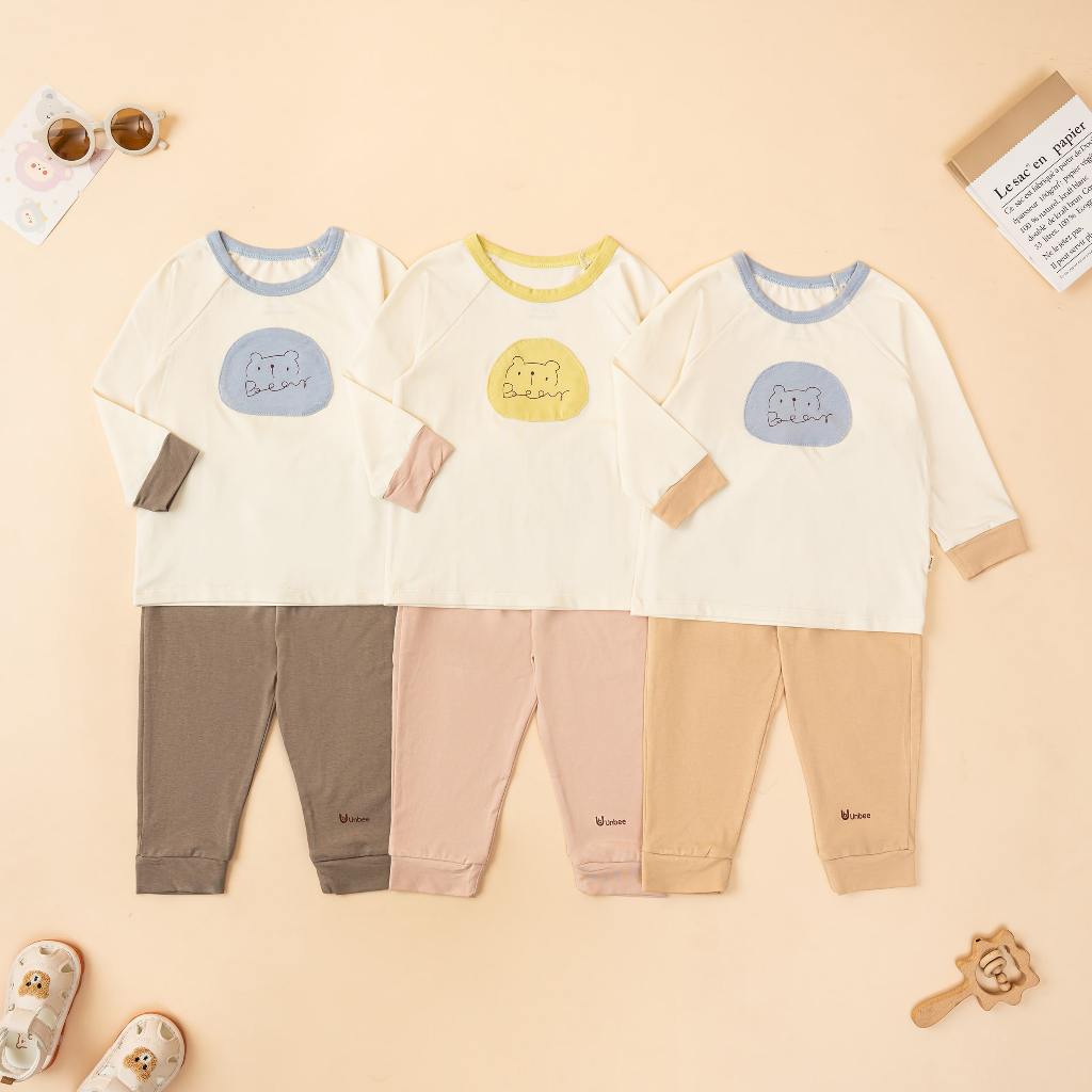 Bộ Dài Tay Raglan In Hình Cotton Modal 50s – Co Giãn, Mềm Mại, Cho Bé 6M–3Y | QA238