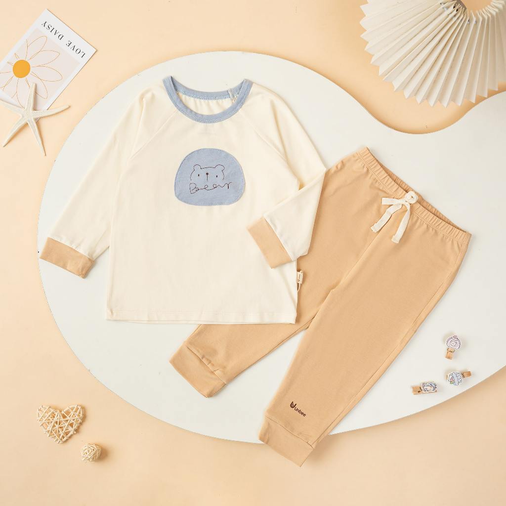 Bộ Dài Tay Raglan In Hình Cotton Modal 50s – Co Giãn, Mềm Mại, Cho Bé 6M–3Y | QA238
